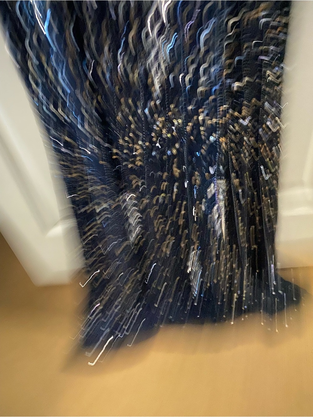Adrianna Papell Navy Sequin V-Neck Maxi Gown - Picture 3 of 8